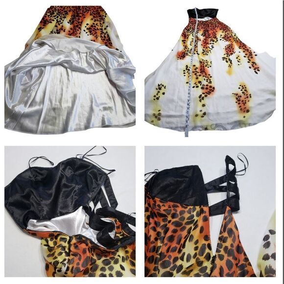 Caché Black Bandage & Animal Print Long Gown Size 8 - Picture 16 of 16